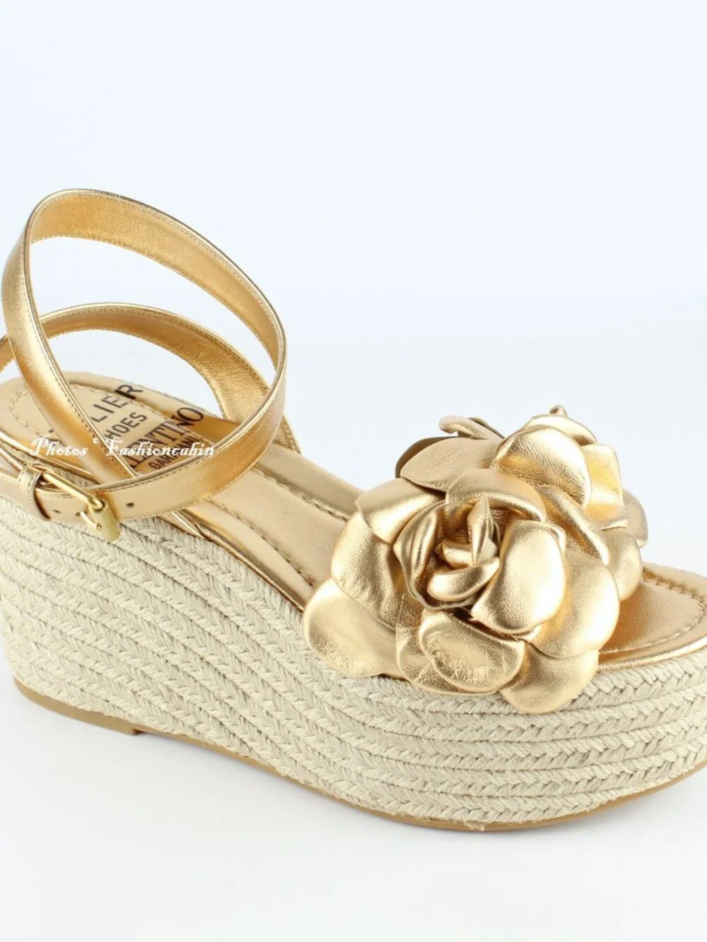 NEW Valentino Garavani Atelier 03 Rose Metallic Leather Espadrilles Sandal EU 39